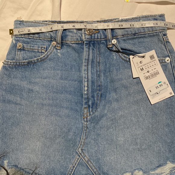 ZARA DENIM MINI SKIRT - Picture 11 of 12